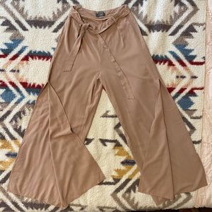 Sans Souci Tan Side Split Pants Wide Leg